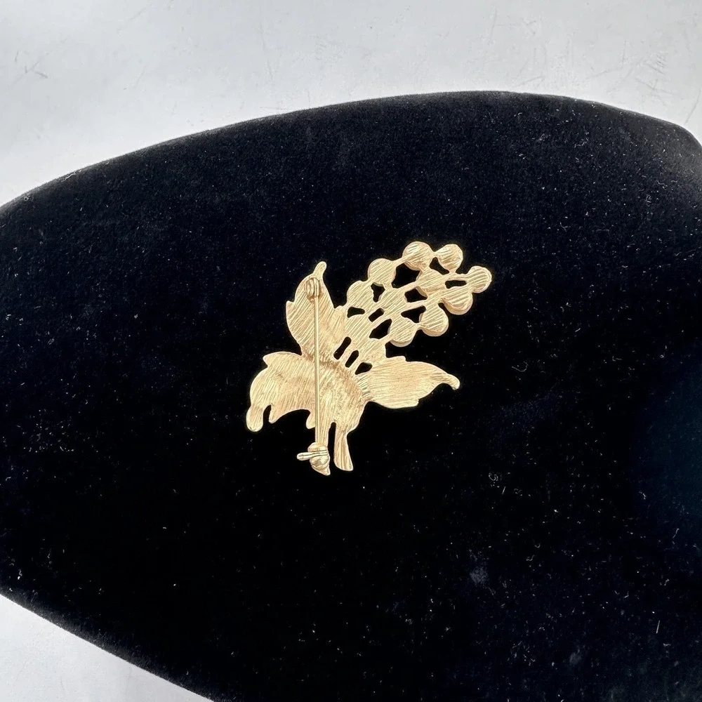 Vintage Gold Tone Faux Pearls BRANCH Shape Pin Brooch‎ Leaves 2